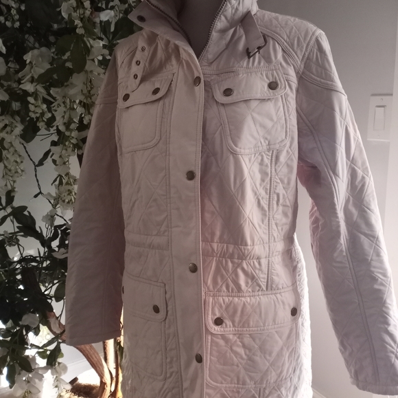 NWT Barbour Coastal Collection Arrow Parka Oyster/Beige/Pink Svrl Sizes - Picture 5 of 12